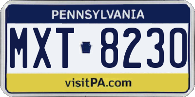 PA license plate MXT8230