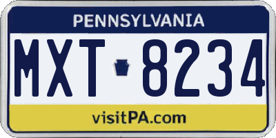 PA license plate MXT8234