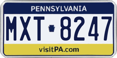 PA license plate MXT8247