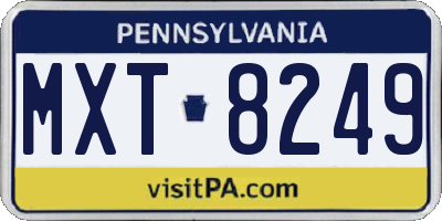 PA license plate MXT8249