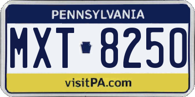 PA license plate MXT8250