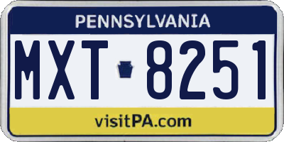 PA license plate MXT8251