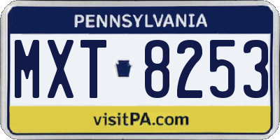 PA license plate MXT8253