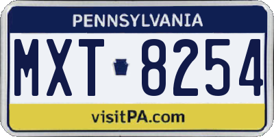 PA license plate MXT8254
