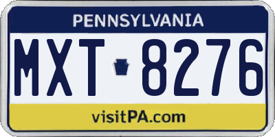 PA license plate MXT8276