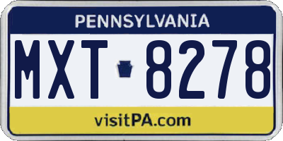 PA license plate MXT8278