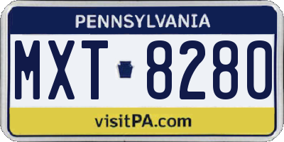 PA license plate MXT8280