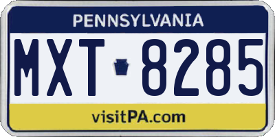PA license plate MXT8285