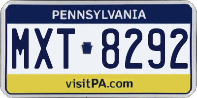 PA license plate MXT8292