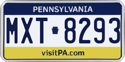 PA license plate MXT8293