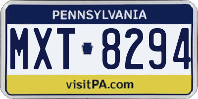 PA license plate MXT8294