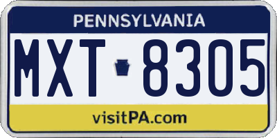 PA license plate MXT8305
