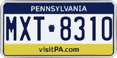 PA license plate MXT8310