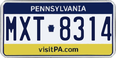 PA license plate MXT8314