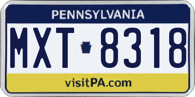 PA license plate MXT8318