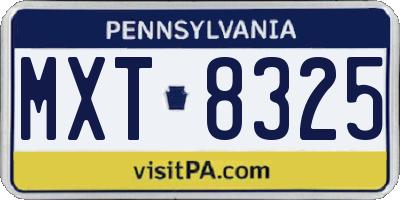 PA license plate MXT8325