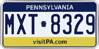 PA license plate MXT8329
