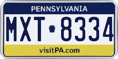 PA license plate MXT8334