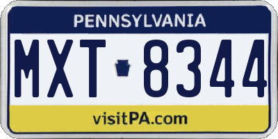 PA license plate MXT8344