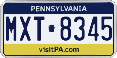 PA license plate MXT8345