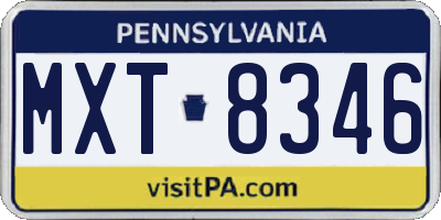 PA license plate MXT8346