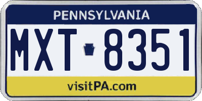 PA license plate MXT8351