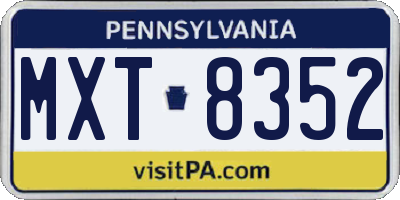PA license plate MXT8352
