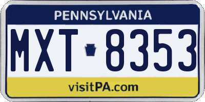 PA license plate MXT8353