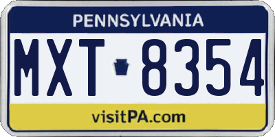 PA license plate MXT8354