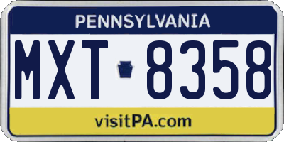 PA license plate MXT8358