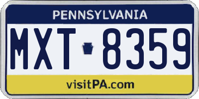 PA license plate MXT8359