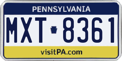 PA license plate MXT8361