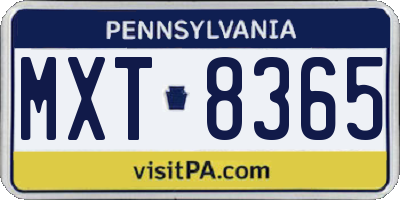 PA license plate MXT8365