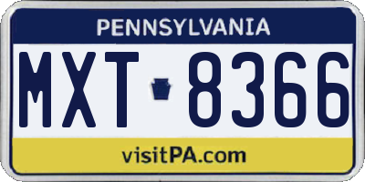 PA license plate MXT8366
