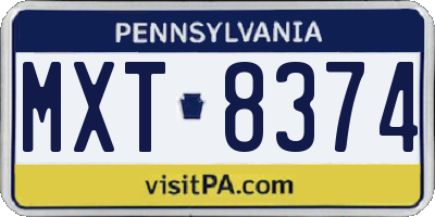 PA license plate MXT8374