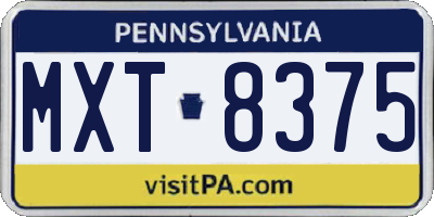 PA license plate MXT8375