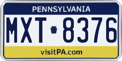 PA license plate MXT8376