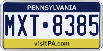 PA license plate MXT8385