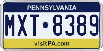 PA license plate MXT8389