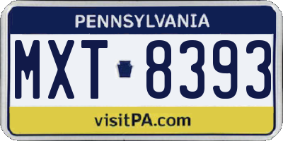 PA license plate MXT8393