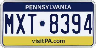PA license plate MXT8394