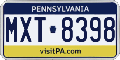 PA license plate MXT8398