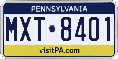 PA license plate MXT8401