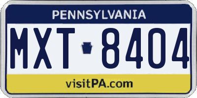 PA license plate MXT8404