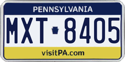 PA license plate MXT8405