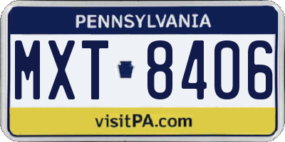 PA license plate MXT8406