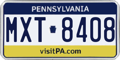PA license plate MXT8408