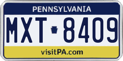 PA license plate MXT8409