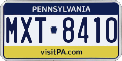 PA license plate MXT8410