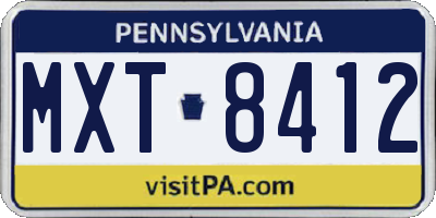 PA license plate MXT8412